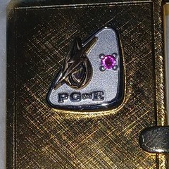 Vintage PG&E Gold Metal Men&rsquo;s Belt Buckle with 10K Gold Logo & Ruby