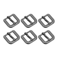 Metal Roller Buckle, 6Pcs 0.63&Prime; Square Single Prong Belt Buckle, Metallic Black