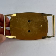 Vintage Great Western GW Monogram Shield Belt Buckle Gold Tone Metal Rectangle