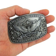 America&rsquo;s Freedom Belt Buckle 2nd Amendment Antique Silver Eagle Shield Stars