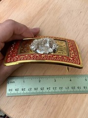 Western Buckle Gold Silver Red Horse Head Cowboy Buckle 2 » Hebilla Vaquero