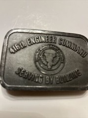 416 Engineer Command Serving Building Army Reserve Service Vintage Belt Buckle