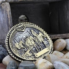 Montana Silversmiths Western Belt Buckle Pack Horses Antiqued 61333P