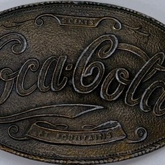 Vintage Coca-Cola Belt Buckle Brass/Bronze Tone Oval 5 Cents At Fountains Mens