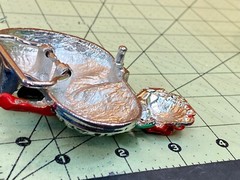 Multi Rhinestones Make Up Skull Holding Red Rose In Teeth! Belt Buckle