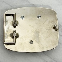 Rhinestone Studded F Letter Initial Monogram Silver Tone Belt Buckle
