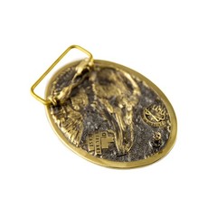 Raven skull brass belt buckle, mythology bird, Gothic Floral Crow skull Design