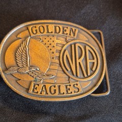 NRA Golden Eagles Men’s Western Oval Metal Belt Buckles Lot of 2, 1.75in