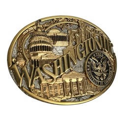 Belt Buckle Washington DC Award Design US Motif First Edition 24K Gold Vintage