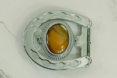 Horseshoe western belt buckles for men brown oval agate stone