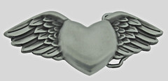 Heart Shaped Belt Buckle Wild at Heart Gray Brushed Vintage Metal Men Women New