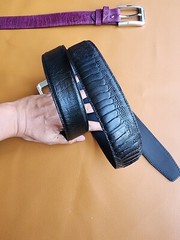 3.8CM Black 100% Genuine Ostrich Leather Skin Men Belt buckle- Handmade