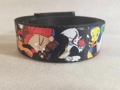 Loony Toons Belt Taz, Bugs, Tweety, Marvin, Sylvester Web Belt 36&Prime; Black Buckle