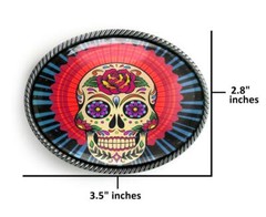 Mexican Sugar Skull Day of the Dead Tattoo Handmade Artisan Belt Buckle
