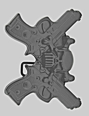 Skull Belt Buckles Black Metal Vintage Halloween Gun Pistols Pirate Skeleton