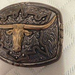 Nocona Longhorn Belt Buckle Silver And Gold Tones