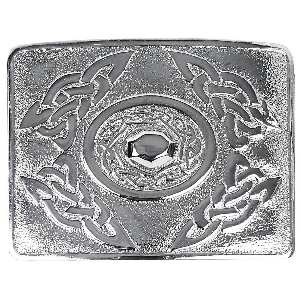 Celtic Oval Chrome Kilt Belt Buckle