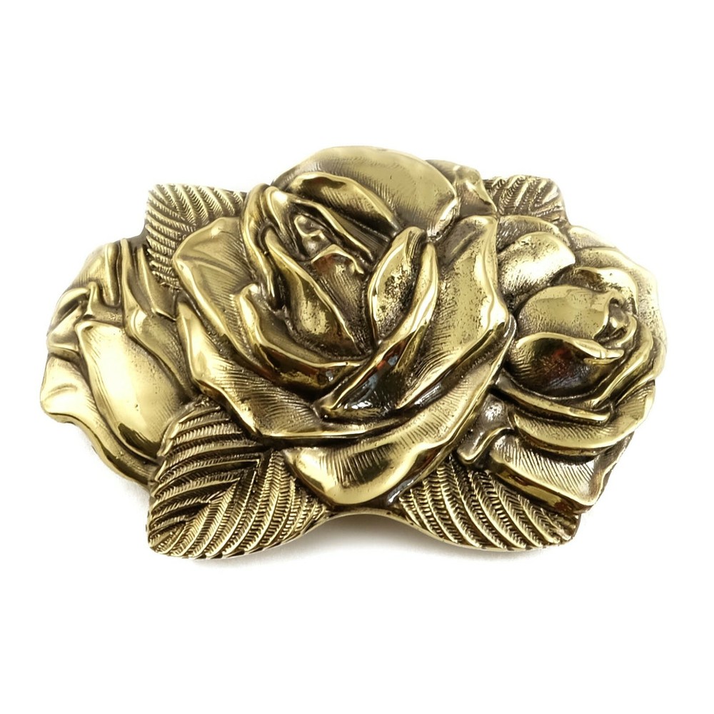 Belt buckle Rose American Beauty, Handmade brass flower women accessories,