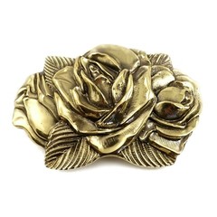 Belt buckle Rose American Beauty, Handmade brass flower women accessories,