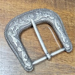 Antique Belt Buckle 1 1/2&Prime; Antique Worn Western Floral Engraved-