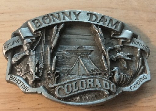 1987 Vintage Bonny Dam Colorado Fishing Hunting Boating Siskiyou Belt Buckle
