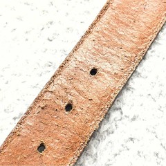 VTG Brighton Leather Belt Size M Brown Gold Buckle USA Made Chunky Double Keeper