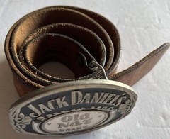 JACK DANIELS Old No. 7 belt and buckle Cowhide Leather Belt 28 RARE Vintage