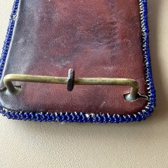 Vintage Hand Made Native American Tribal Leather Back Seed Bead Belt Buckle