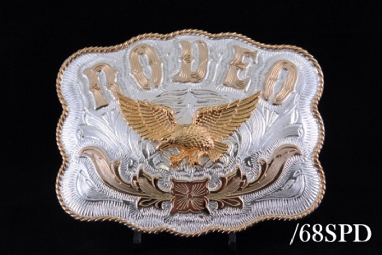 Western Design Cowboy Eagle Buckle 2 Tones Gold & Silver Color 68SPD