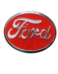 Ford Belt Buckle , Red Enamel Fill Pewter Finish