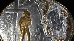Crumrine Western Oval Roped Edge Buckle with Bull Rider & Cross C15106