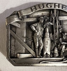 HUGHES TOOL COMPANY OIL DRILLING PEWTER BELT BUCKLE