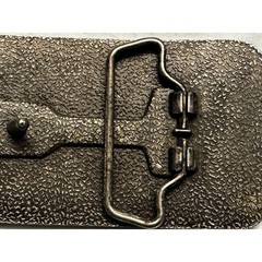 Textured Nugget Rectangle Belt Buckle Antiqued Silver Tone Western Style