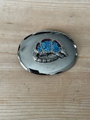 Vintage Armadillo WESTERN Handcrafted belt buckle Inlay Stones TURQUOISE Red