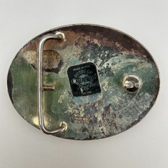 Crumrine Silver Plate Bronze Belt Buckle Sunburst Western Heavy USA Vintage LG