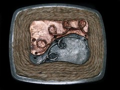 TA09166 REALLY COOL **ABSTRACT** ARTWORK FASHION MIXED MEDIA BELT BUCKLE