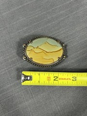 Vintage Landscape Jasper Stone Western Belt Buckle Cowboy