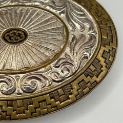 Crumrine Silver Plate Bronze Belt Buckle Sunburst Western Heavy USA Vintage LG