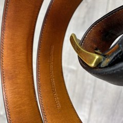 Trafalgar Belt Mens 38 Black Leather Brass Buckle Hand Polished Dress Classic