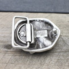Asymmetrical Pyramid Belt Buckle in Antique Silver, Rustic Interchangeable Buckle