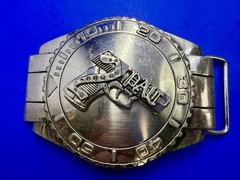 Dive Watch Style Shape Pistol Gun with Rhinestone Silver Color Large Belt Buckle