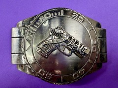 Dive Watch Style Shape Pistol Gun with Rhinestone Silver Color Large Belt Buckle