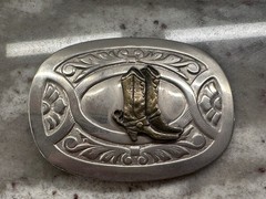 VTG Men&rsquo;s Chamber&rsquo;s Belt Co. Texas Cowboy Boots Metal Western Belt Buckle USA