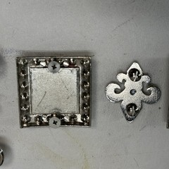 Laly Design Buckle 6 Pc Set Silver Tone Metal Rhinostone Fleur de Lis Tip