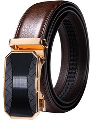 Barry.Wang Mens Belt Length 130cm-51&Prime;,adjustable, Solid Geometric Brown