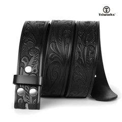 TRIWORKS Western Leather Belt Strap for Men without Fit Size 29&Prime;-33&Prime;, A-black
