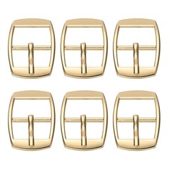 6 Pcs 0.8 Inch Single Prong Buckles Square Center Bar Buckles, Gold Tone