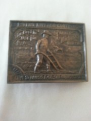Levi Strauss Belt Buckle Bergamot Brass Works Farmers Mechanics and Miners 1976