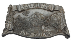 AMERICA THE BEAUTIFUL belt buckle (Bergamot Brass) Missing Buckle Back Hoop