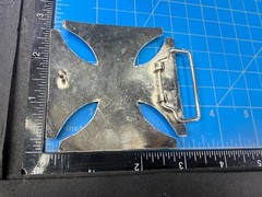 Celtic Iron Cross Shaped with Engraved Tiny Skulls Gothic Cutout Belt Buckle